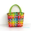 HBP Woven Bag Small Square Plastic Vegetable Basket Bag Colorful Small Basket Photo Paired with Beach Bags Women's