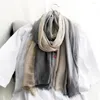 Foulards Style Artistique Littéraire Écharpe Mince Coton Lin Femmes Printemps Automne Casual Ombre Couleur Doux Pashmina Long Châle 190X95CM