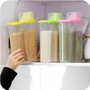 Lagringsflaskor 1 st 1,9/2.5L plastkök ris spannmålsbönor torr mat dispenser behållare lock tätade lådburk praktiskt