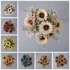装飾的な花素晴らしい人工ひまわりの花束活動に満ちた偽の花の結婚式の小道具を飾る