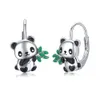 Harong New Panda Bamboo Enamel Earrings Cute Exquisite U Drop Earring for Girlfriend Christmas Birthday Jewelry Gift