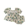 衣類セット夏の赤ちゃんの短袖のスーツ花柄のスリーブトップとショーツガールの衣装セット0-3tかわいい新生児