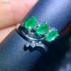 Cluster Rings Natural Emerald Ring Fashionable Gemstone Quality 925 Silver 4x6mm