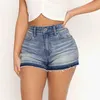 Shorts plus size de verão feminino mid rise moda street roupas de trabalho roupas de jeans de jeans larga perna de jeans feminina jeans p230530