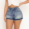 Shorts plus size zomer dames midden opkomen mode straat kleding werk kleding denim shorts wide been dames spijkerbroek p230530