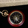 Pocket Watches Vintage Mechanical Watch Wood Roman Sifferals Creative Carving Luxury Wood Pendant Chain PJX005