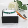 Designer smycken armband halsbandsring 925 Ancient Home Green Orange Emamel Armband Interlocking Mönster Piping Simple Armband