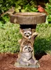 Decorative Objects Figurines Retro Resin Raccoon Birdbath Polyresin Sunflower Bird Bath Feeder Animal Antique Garden Yard Decor Outdoor Indoor Ornaments 230530