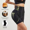 Shapers feminino em forma de corpo Cintura alta calças de barriga destacável bloco de esponja destacável Hip levantando a fivela de vôlei feminina