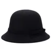 Brede rand hoeden emmer hoeden dameshoed boog-knoop winterwol vilt fedoras bucket cap cloche kerk bowler hoed 8 kleuren hoeden dames vintage elegante hoed 230529