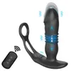 Massagegerät, teleskopisch, vibrierender Buttplug, Analvibrator mit Penisring, Prostatastimulator, Verzögerung der Ejakulation