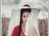 Szerokie brzegowe czapki wiadra kapelusze chińskie starożytne czapki vintage kobiety hanfu kapelusz z długimi zasłoną hat cosplay hanfu hanfu wiadra czapki białe czerwone czarne dla kobiet 230529