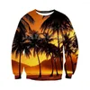 T-shirts pour hommes Sunset Palm Tree 3d Print Chemises / sweats / sweats à capuche / pantalons Mode Hommes Harajuku Funny Tee Streetwear Hip Hop Survêtement Tops