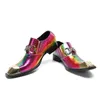 2023 Brytyjski styl kolorowe spiczasty palce butów oryginalny poślizg na nocnym klubie buty mody skórzane buty wieczorne buty