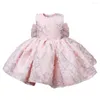 Fille robes bébé robe 1 an anniversaire infantile Floral Tulle princesse arc robe de baptême né fête de mariage baptême Vestidos