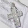 Zuanfa religiösa smycken solid silver isade ut VVS GRA Baguette Moissanite Diamond Cross Pendant