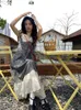 Femmes français Vintage dentelle Patchwork robe à carreaux 2023 femmes été nouvelle mode coréenne rue robe Midi décontracté robe de vacances