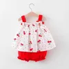 Clothing Sets 2023 Summer Thin Newborn Baby Clothes for Girls Set Print Mini Dress and Shorts 2Pcs Infant Outfit