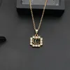 Luxury Designer Letter Pendant Necklaces 18K Gold Plated Crystal Pearl Rhinestone Sweater Necklace for Women Wedding Party Love Gifts Jewerlry Accessories