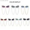 Sunglasses 2022 Punk Sunglasses with Glasses Chain Brand Designer Retro Sun Glasses Women Unique Polygon Eyewear Male Shade Oculos De Sol L230523