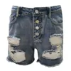 Shorts femininos na calça feminina de verão jeans desgastou borla rasgada Ripped Multicolor Old Broken Style Denim Pantalones de Mujer