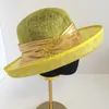 Wide Brim Hats Bucket Hats X4125 Elegant Beach Hats Lady Fashion Linen Fedora Hats Banquet Bucket Cap British Hemp Yarn Hats Fascinators 230529