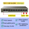 ルーターTenda Poe Ethernet Switch 5/6/8/10Ports Fast Network Switch Gigabit 100/1000MbpsスイッチャーHUB SOHOデスクトップIPカメラのスイッチ