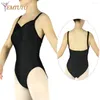 Stage Wear Women Ballet Leotard Black Pinched Front tira dupla Double