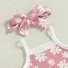 Clothing Sets Infant Newborn Baby Girls Summer Outfit Sleeveless Sling Romper and Floral/Rainbow Print Shorts Headband