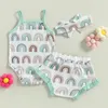 Clothing Sets Infant Newborn Baby Girls Summer Outfit Sleeveless Sling Romper and Floral/Rainbow Print Shorts Headband