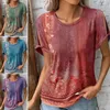 Women's Blouses Chic Women Top Ethnic Breathable Quick Dry Summer T-shirt Pullover Lady Female Clothes