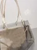 PVC Clear Jelly Designer Handbag Women Tote Shopper Tote Bag Lutning stor kapacitet axelväska 220712