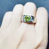 Cluster Rings Hommes Bague Naturel Réel Vert Péridot Hexagone 925 Sterling Silver 7 7mm 1.8ct Gemstone Fine Jewelry Pour Ou Femmes X225263