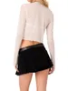 Women's Blouses Women S Y2k Fairy Grunge Sheer Mesh Crop Top Long Sleeve Lace Up Slim Fitted Tie-up Front Cardigan