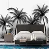 Wallpapers Milofi 3D Wallpaper Mural Black And White Sketch Style Tropical Rainforest Coconut Tree Nordic TV Background Wall