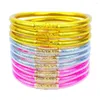 Bangle 9pcs Glitter Jelly Bracelet Set Women's All Weath