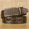 Мужской трехсторонний рисунок крокодила с джинсами персонализированная пряжка повседневная кожа роскошная пояс G230529