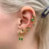 Stud 925 Sterling Silver Ear Needle Hoop Earrings Green Crystal Multiple Styles Earring For Fashion Light Luxury Enamel Fine Jewelry J230529