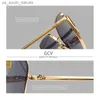 Solglasögon GCV Brand Cat Eye Solglasögon Metallram Glasögon Geometrisk Design Lady Luxury Fashion Sun Shades UV400 för att förhindra bländning Butterf L230523