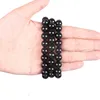Charmarmband naturlig sten svart agat onyx pärlor armband smycken 6 8 10 12 14 16m för man kvinna
