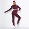 Trainingspakken voor dames Trainingssets voor dames 2-delig naadloos trainingspak trainingspak met hoge taille en crop top gymkledingset J230525