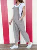 Women's Jumpsuits Women Solid Fashion Sleeveless Pocket Ladies Overalls Elegant Summer Casual Loose Cargo Playsuits Streetwear