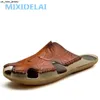 Slippers Mixidelai جديد الجودة الجلود النعال غير المنقولة الرجال شاطئ الصنادل مريحة الصيف أحذية الرجال النعال الكلاسيكيات رجال الوجه يتخبط J230530