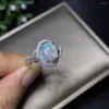 Küme halkaları doğal opal kadın ateş rengini değiştirir gizemli 925 gümüş güzel rengi değerli taşlar