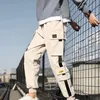 Nieuwe mode heren linten kleurblok zwarte zak vrachtbroek 2023 joggers harajuku zweet hiphop broek mannen heren joggingbroeken