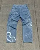 Jeans pour hommes American street hip-hop taille haute imprimé jeans de taille surdimensionnée pour hommes Y2K mode casual lâche pantalon à jambes larges style féminin 230529