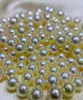 Orecchini a bottone HENGSHENG Fashion 18K Gold Akoya Pearl 5-6mm Round Light Yellow Wedding Jewelry Per le donne Ragazze Meno difetti