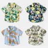 summer Kids Shirts new boys' short-sleeved beach leaves printed baby western-style shirts children Clothing