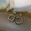Borchie per orecchini a bottone a forma quadrata a forma di doppio stile elegante alla moda per regalo di nozze da donna di alta qualità