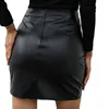 Skirts Women's fashion PU leather simple solid color high waist pleated wrapped around the hips back zipper P230529